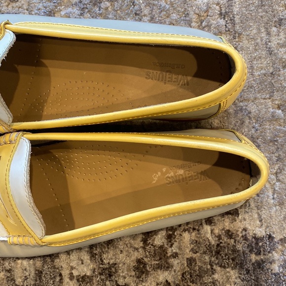 Bass Weejuns Colorblock Loafers Grey Yellow White - Picture 5 of 9